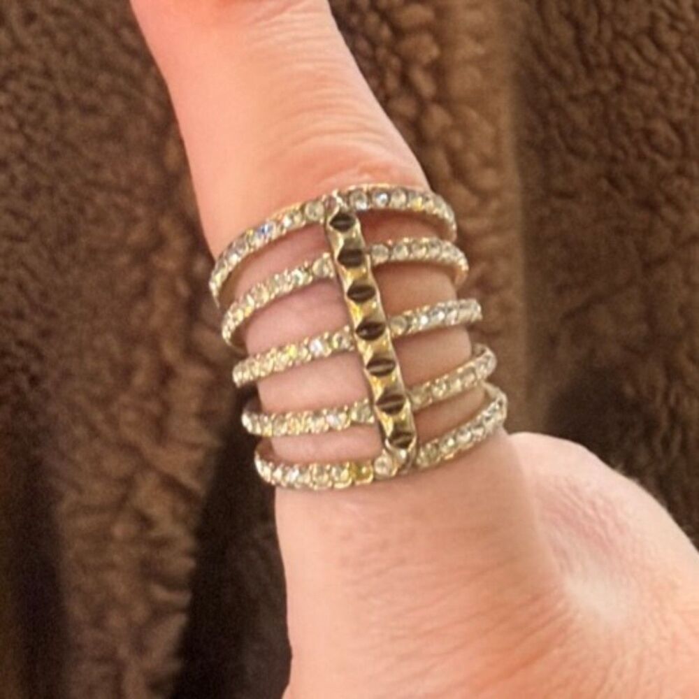 Henri Bendel Cage Ring with Swarovski Crystal Pave